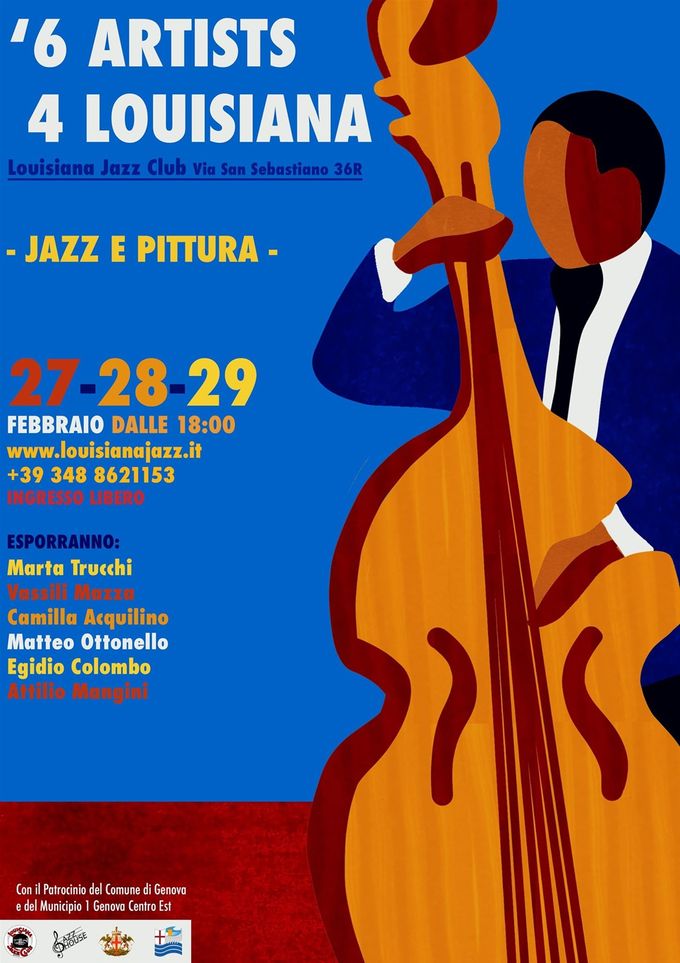 I 6 artisti che esporranno al Louisiana Jazz Club in occasione di '6Artists4Louisiana del 27-28-29 febbraio